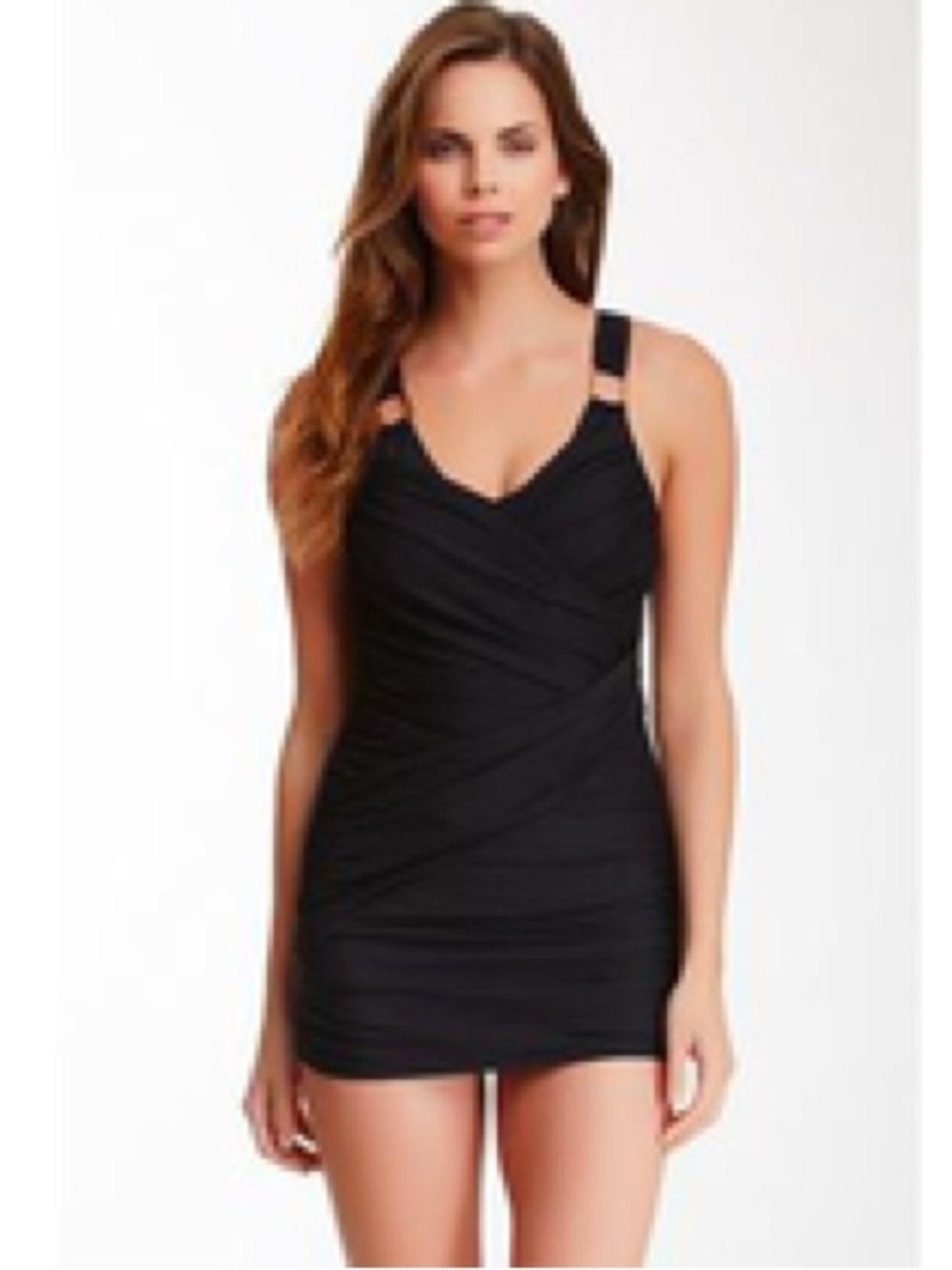NWT SPANX DRAPED SWIM DRESS ONE PIECE SWIMSUIT Size 10
